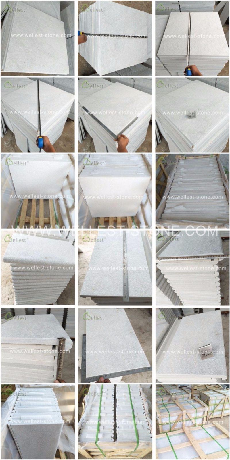 Flamed Finish White Marble Quartizte Anti Slip Stone Paving for Exterior and Pool Deck