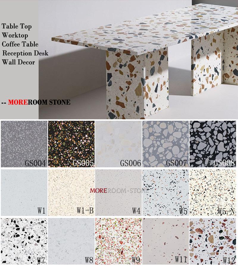 Engineered Stone Bathroom Wall Decor Light Grey Terrazzo Slab