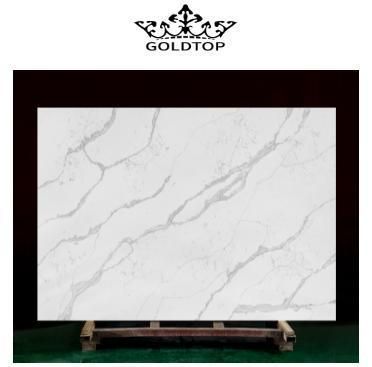 Weather Flow Parallel Calacatta Grey Quartz of Artificial Kitchen Stone Countertop