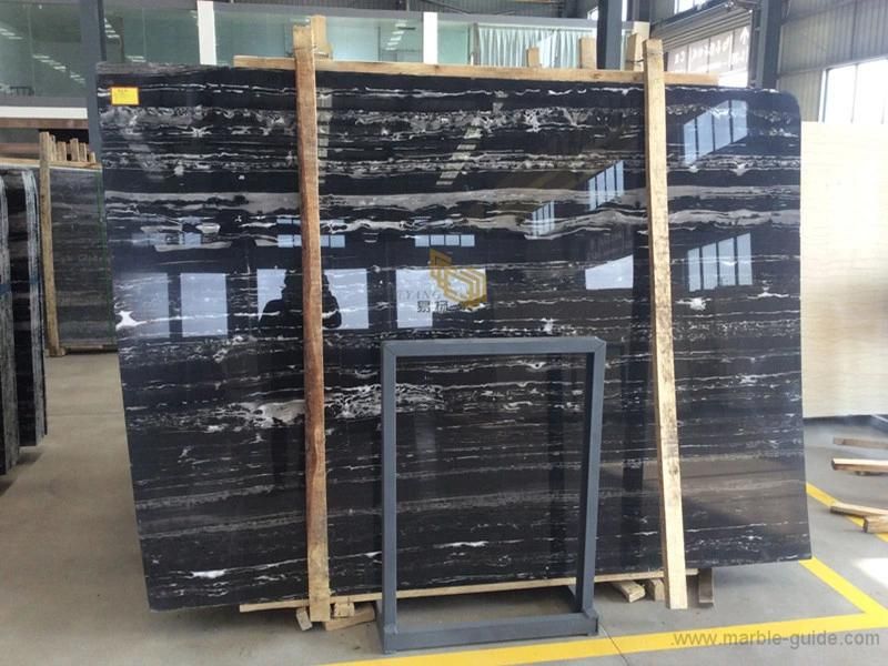 Polished Silver Dragon Black Marble Slab for Worktop/Dining Table Top/Tea Table