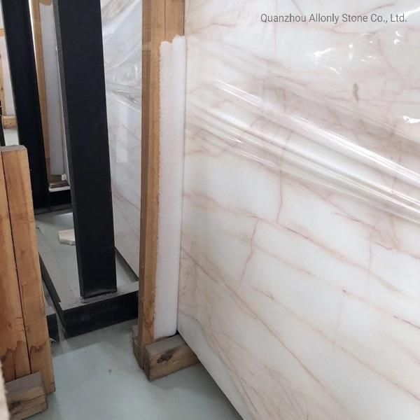 Natural Marble Stone Panel Red Line White Onyx Countertop Bar Top and Slab