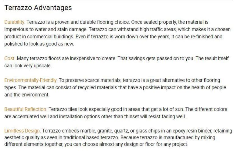 Floor Tile Cement Terrazzo White Small Grains for Project Wall Tiles