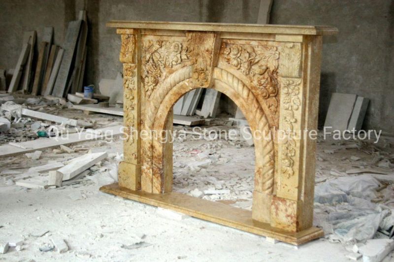 Cheap Caved Antique Calcium Stone Indoor Marble Fireplace (SY-MF342)