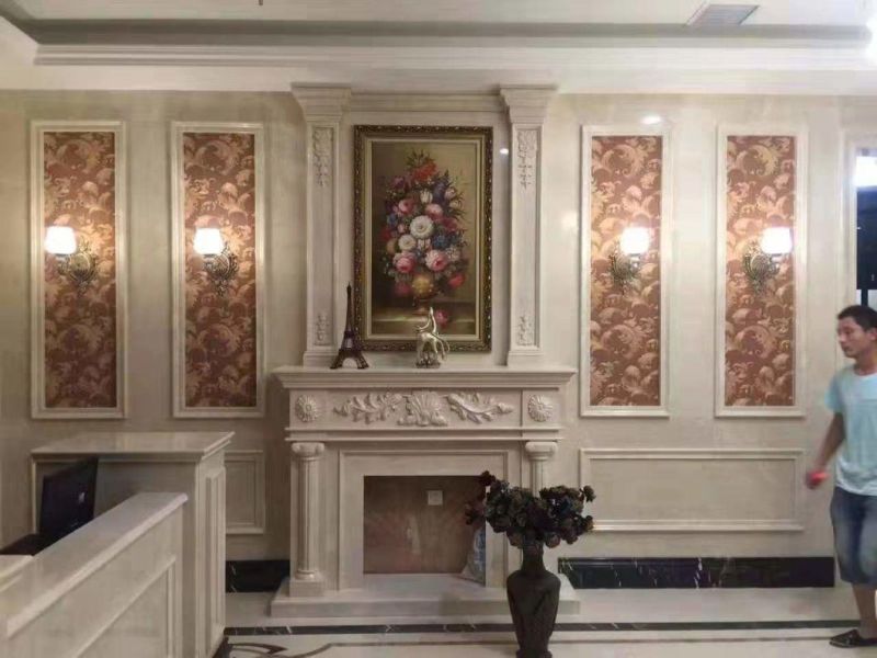 Hand Carved Classic White Marble Fireplace for Home Decoration