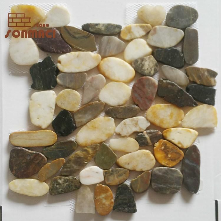 Natural Stone Sliced Pebble Mesh Mosaic