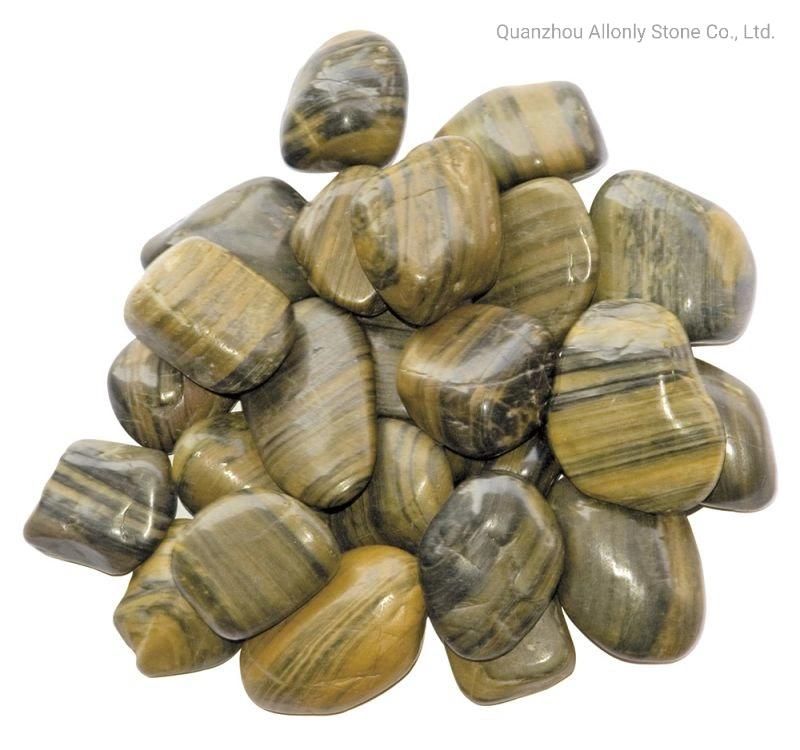 Building Stone Natural Brown Stripe Pebble Stone for Gardern Decorative