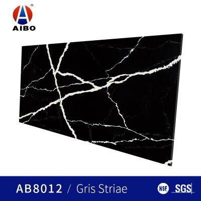 Artificial Quartz Stone Black Marquina Ideal for Kitchen Counter Tops Ab8012
