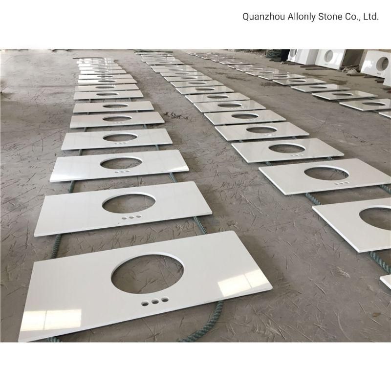 Wholesale Pure White Prefab Quartz Countertops for Bathroom and Kitchen