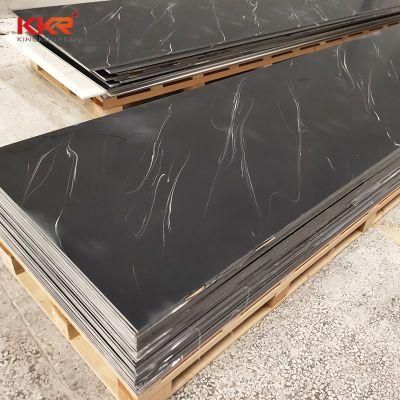 Artificial Marble Black Color with White Vein Texture Pattern Solid Surface for Kitchen Countertops