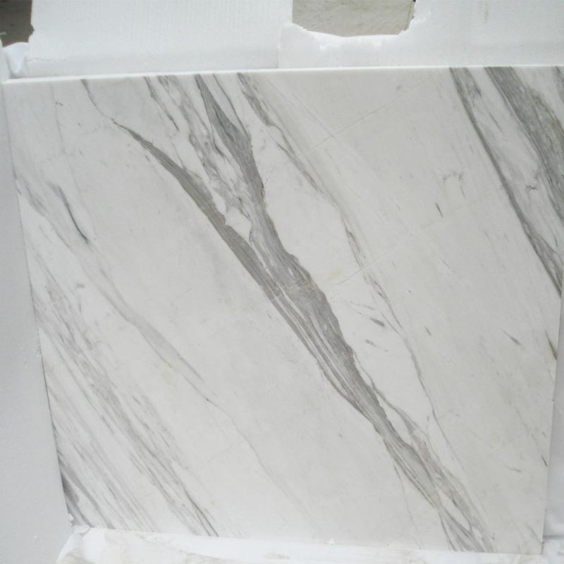 White with Purple Veins Flooring Wall Cladding Book Match White Volakas Marble Tile
