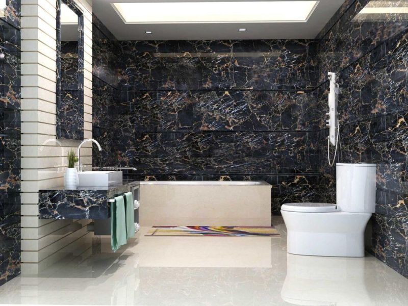 Golden Black Flower Marble Natural Black Marble Wit Gold Red Veins Polished Slabs Customized Size Floor Tile Wall Tiles