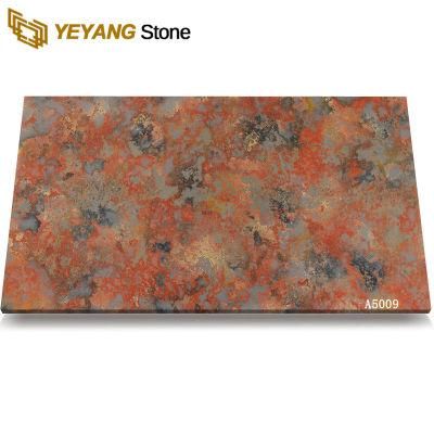 Red Quartz Slabs Quartz Countertops for Bathrooms Decoration Project