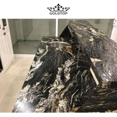 Natural Stone Polished Indoor Decoration Cosmic Gold Slab Black Granite Vanity Top