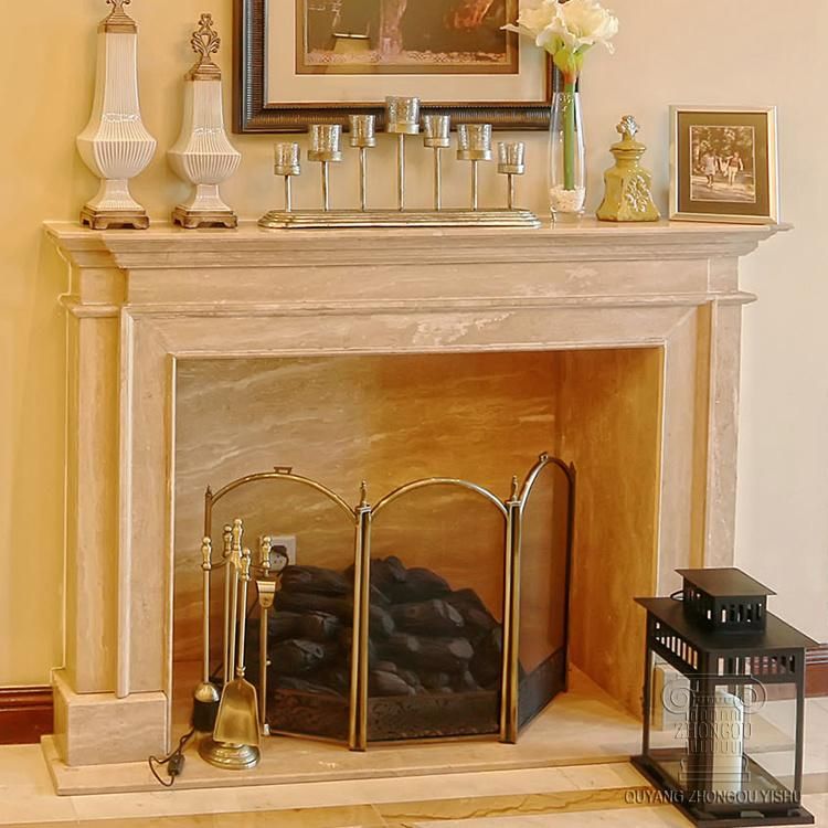Modern Overmantel White Marble Fireplace with Good Hand-Carved Quality, Competitive Price
