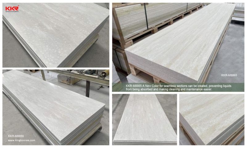 Kingkonree Artificial Stone Vanity Sink Resin Stone Texture Pattern Marble Color Look Solid Surface Sheet