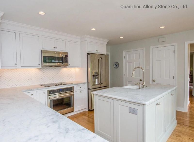 Natural Prefab Carrara White Marble Kitchen Bar Island Counter Top Price