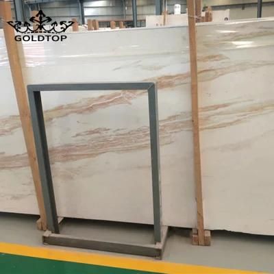 China Polished Fihish Surface Golden Ariston, Aristide Gold Vein Marble, Chinese White Calacatta Gold Marble Stairs