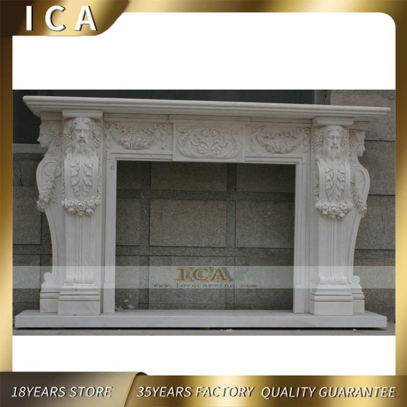 Indoor Large Sculpture French Marble Lady Fireplace Surround