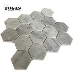 73X73mm Big Hexagon Tile Mosaic Carrara White Marble