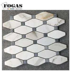 Calacatta Gold Marble Mix Dark Stone Tile Mosaic Flooring Bathroom