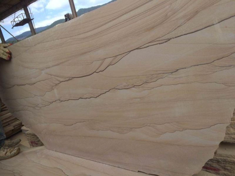 Yellow Wooden Sandstone Tile and Slab for Pavement