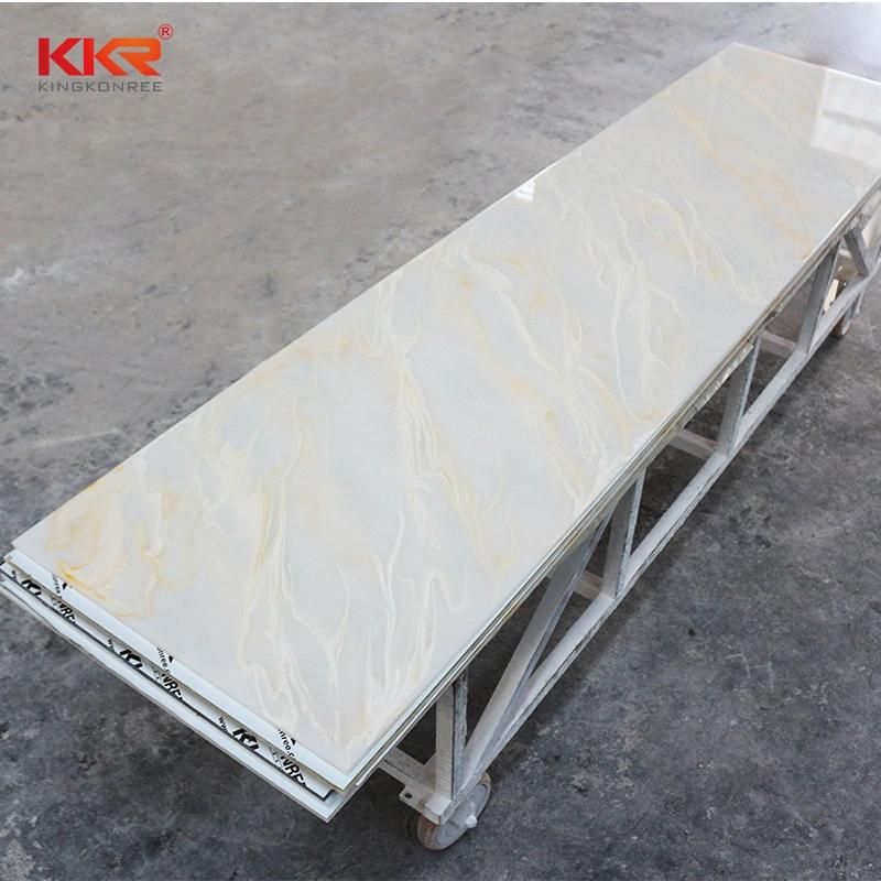 Translucent Acrylic Stone Decorated Polished White Onyx Solid Surface Sheet for Wall Covering