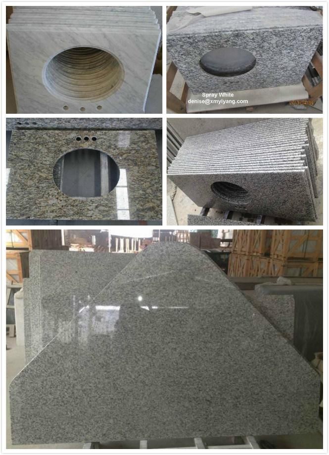 Wholesale Polished Spray White Granite Countertops for Kitchen Island/Countertop/Bathroom Vanity Top