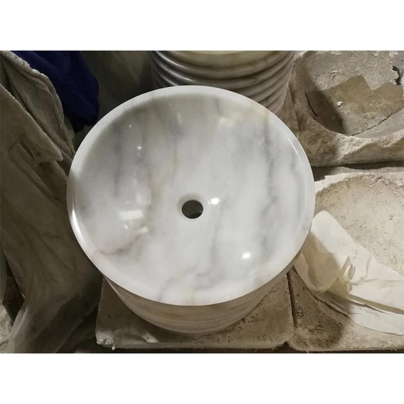 Wholesale Bathroom Ceramic Sink Guangxi White Wash Basin Round Vanity Top Single Sink