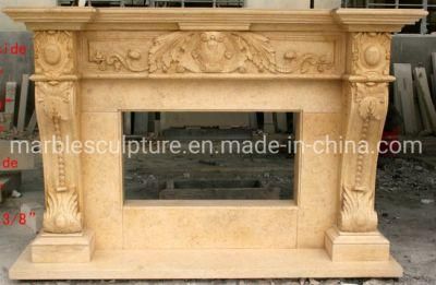 Hand Carved Natural Stone Marble Fireplace for Interior Decoration (SYMF-206)