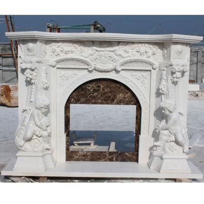 Natural Marble Fireplace for House Decoration Carved Angel (SY-MF051)