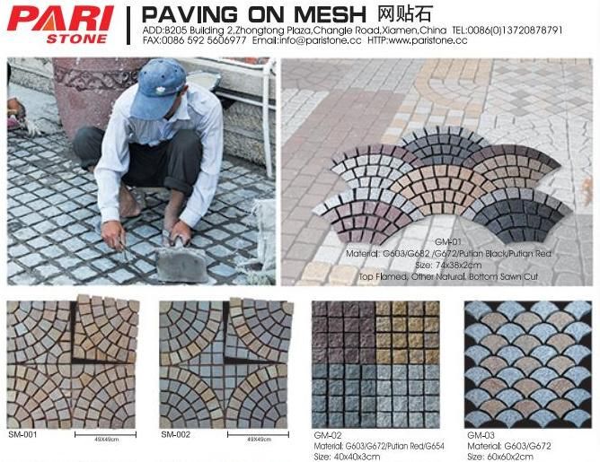 G684/G682natural Stone Granite Paving Stone on Mesh for Outdoor Street/Garden/Landcaping G603/G654