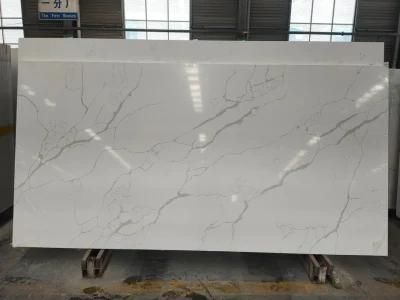 White Artificial Calacatta Quartz Stone Slab Used for Home Countertops