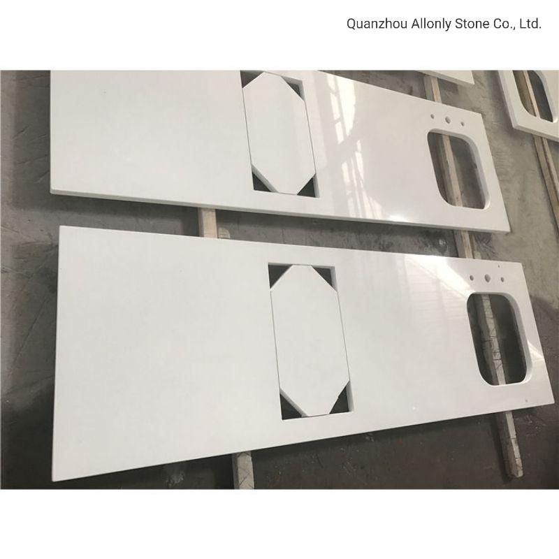 Wholesale Pure White Prefab Quartz Countertops for Bathroom and Kitchen