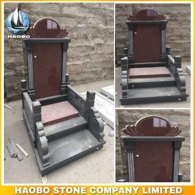 Traditional Indian Red Granite Tombstone Chinese Style Monument