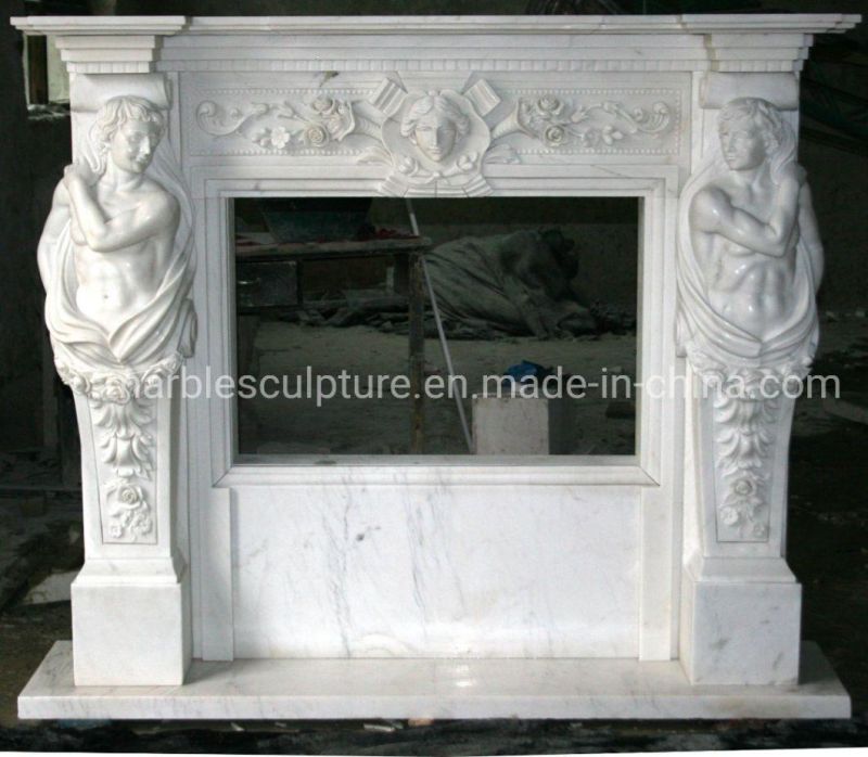 Cheap Western Style White Marble Fireplace Price (SY-MF389)