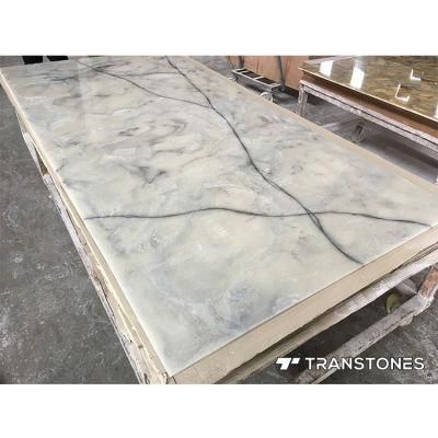Translucent Grey Marbles Stone Artificial Tiles Acrylic Shower Wall Panels