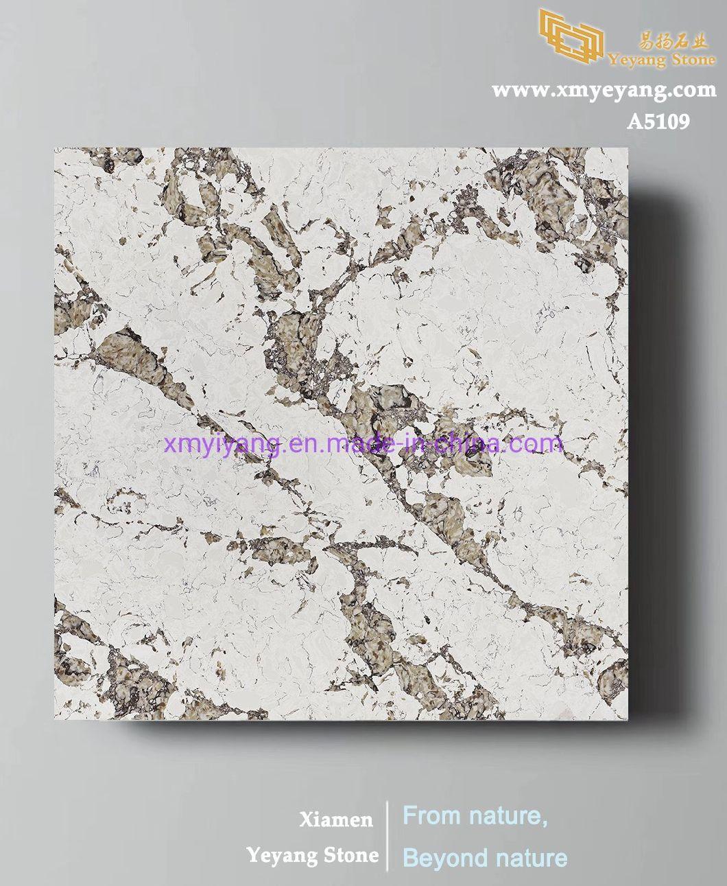 White Quartz with Brown Veins Quartz for Hotel/Bathoom/Kitchen Countertops Options