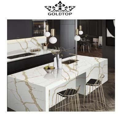 Expert Calacatta Gold Polished/Honed/Leather Finish Calacatta Stone Slabs/Tiles Artificial Quartz for Kitchen Countertop