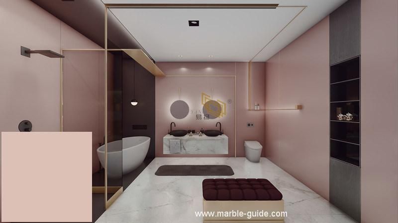 Artificial Pure Pink Marrone Rosa Sintered Stone Panel for Bathroom Shower Wall/Wall Decoration