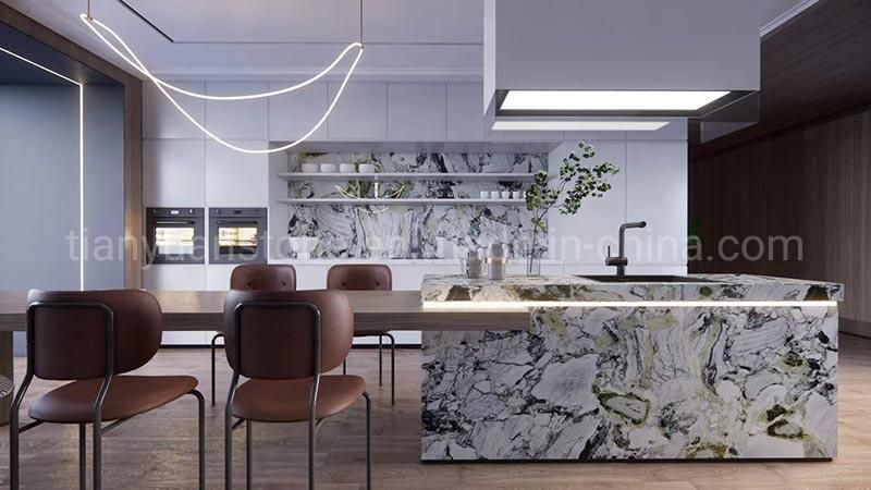 Ice Cold White Beauty Emerald Green Jade Marble Vanity Top for Hotel Project
