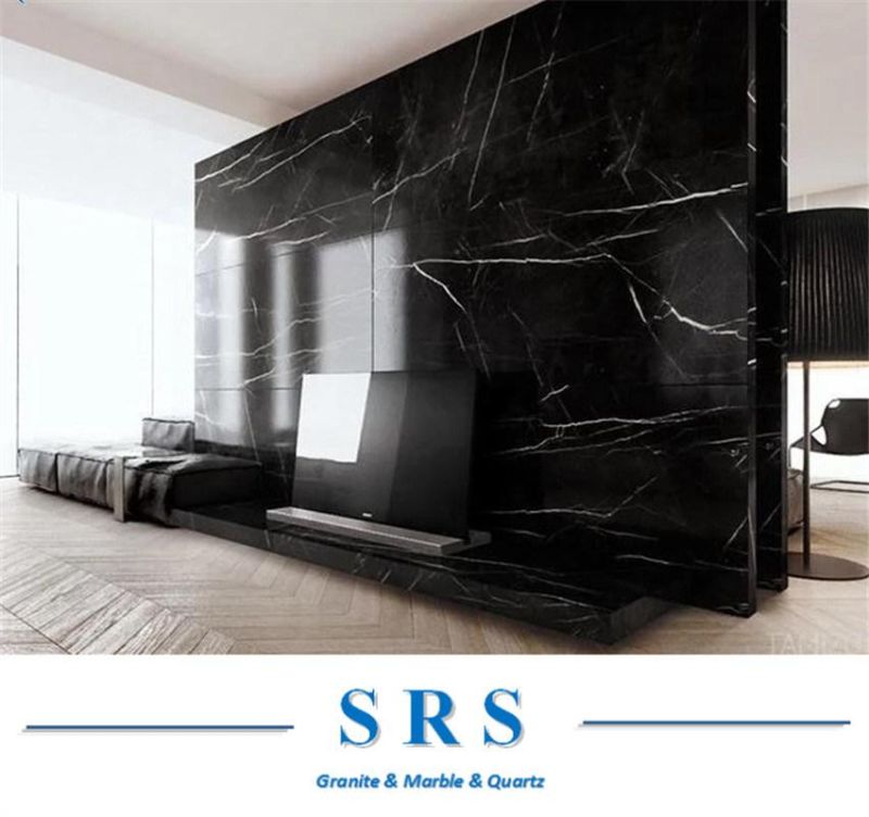 Buliding Material Black Nero Marquina Slab Marble for Kitchen/Bathroom/Wall/Floor Tile/Stair/Thread