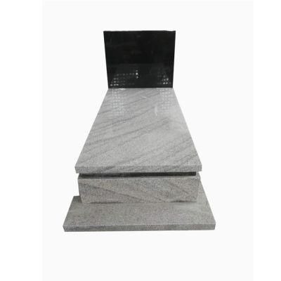 China Ash Grey Granite Memorial Monument Tombstone with Black Gravestone