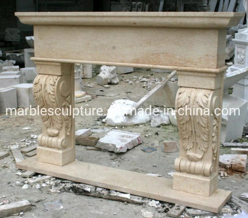 Simple Style Home Decoration Beige Small Marble Fireplace (SYMF-050)