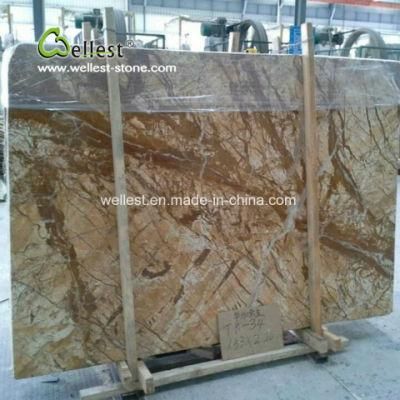 High Polished Gold Marble Meris Gold Marble Slab for Tiles, Countertops