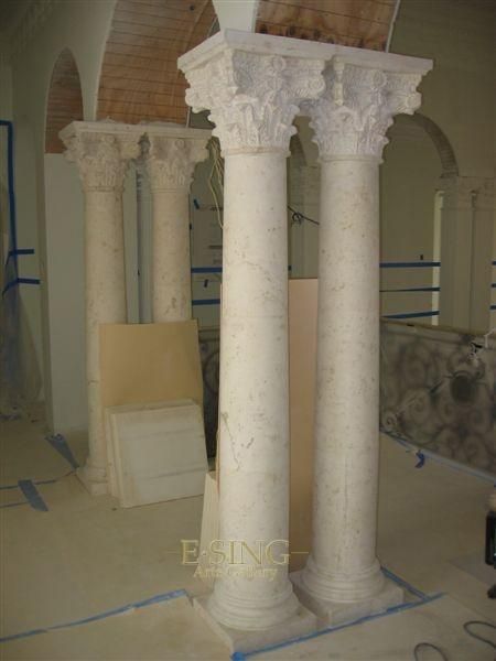 Natural Sunset Red Marble Roman Design Round Pillars Column for Entrance