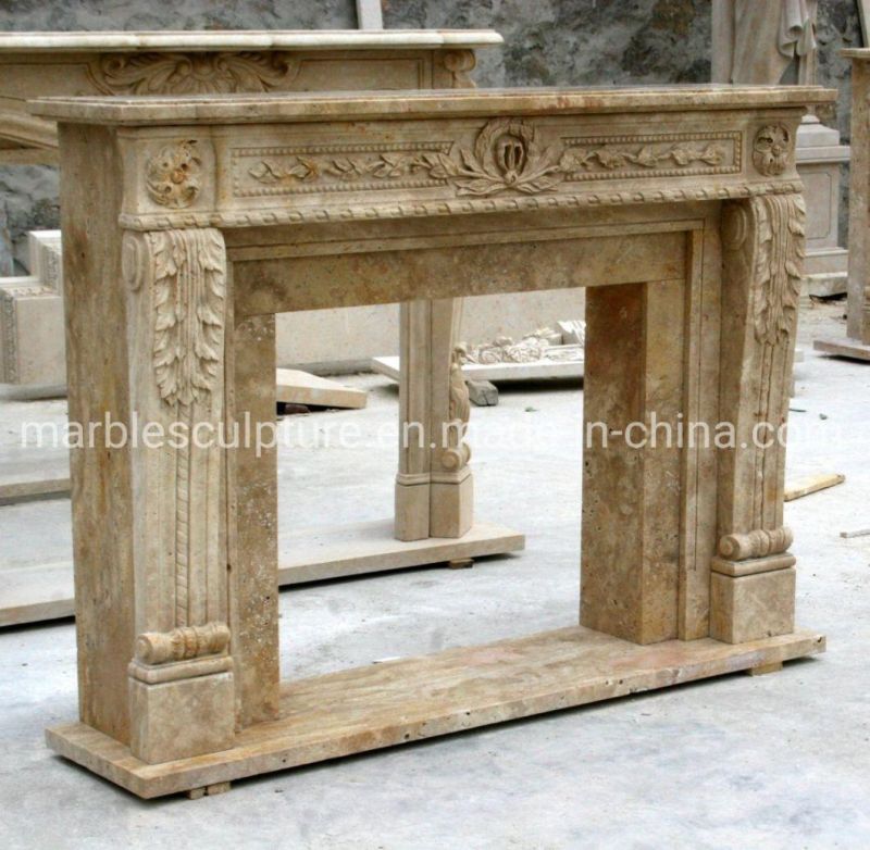 Hot Selling Elegant Beige Marble Fireplace Indoor Decoration (SYMF-249)