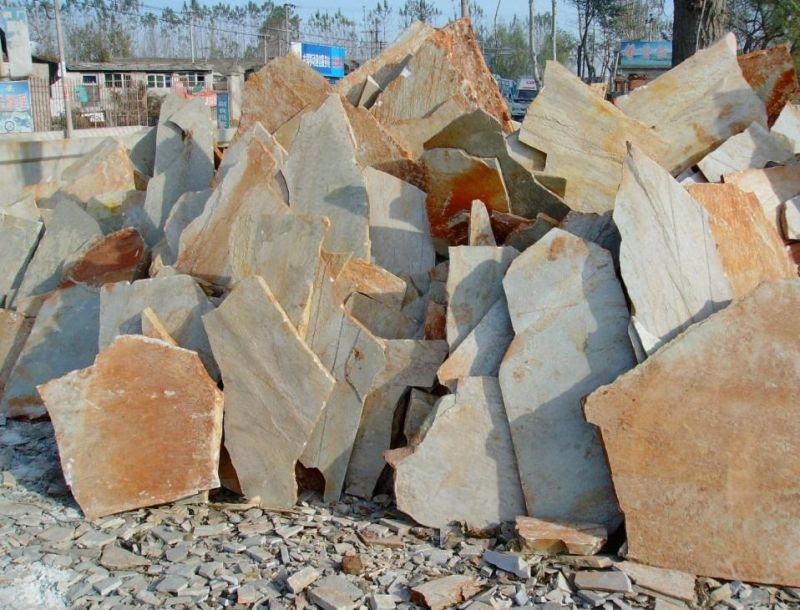 Customized Natural Stone Rusty Irregular Slate for Paving