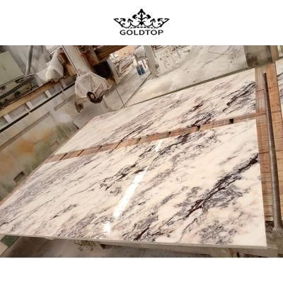 Decoration White Calacatta Purple Marble Cladding Panel Polished Veins Tile Slab for Wall/Floor/Vanitytop/Fireplace Covering