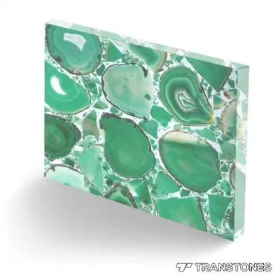 Translucent Semi Precious Agate Stone Panel for Reception Counter Design