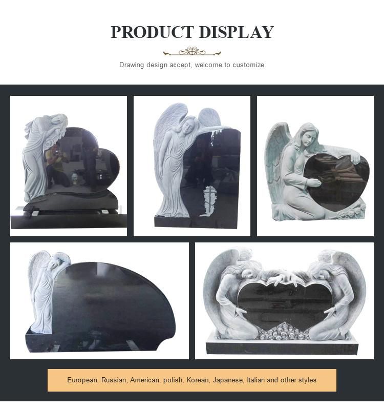 Black Granite Carved Tombstone